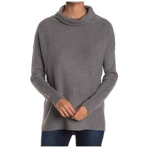 Devotion by Cyrus Women's Cowl Neck Ribbed Tunic Sweater in Charcoal XSmall